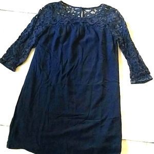 Gorgeous dark blue lined dress with lace detailing and 3/4 sleeves from Old Navy